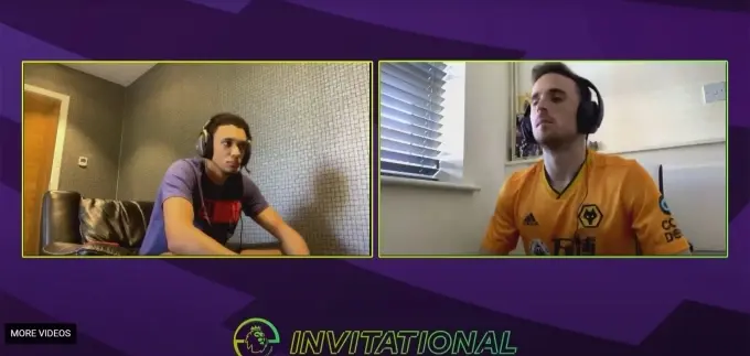 Jota (trái) và Alexander-Arnold trong giải vô địch FIFA 20 của Ngoại hạng Anh